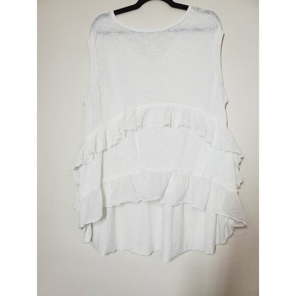 Free People Claire Tee Tunic Top Eyelet Ruffle Tiered Womens Small Oversized - Picture 9 of 16